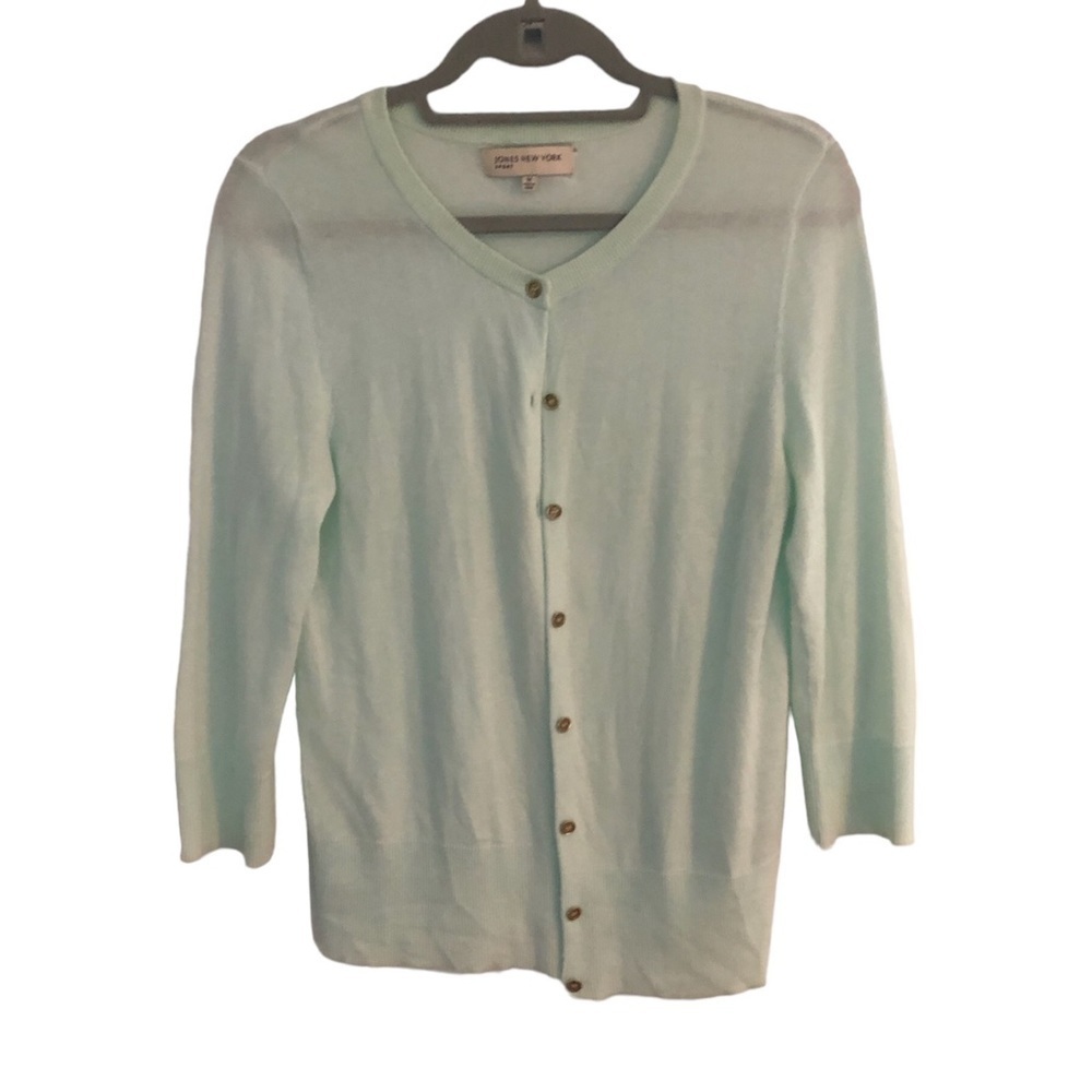 Jones New York Mary Jane Mint Green 3/4 Sleeve button up  Cardigan